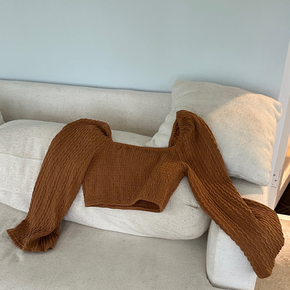 Emory Park Off-the-Shoulder Brown Sweater